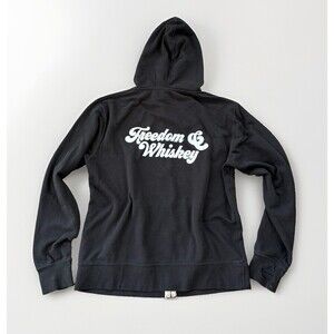 Freedom Whiskey Full Zip Womens Hoodie Sweatshirt Black Patriotic Country Size L